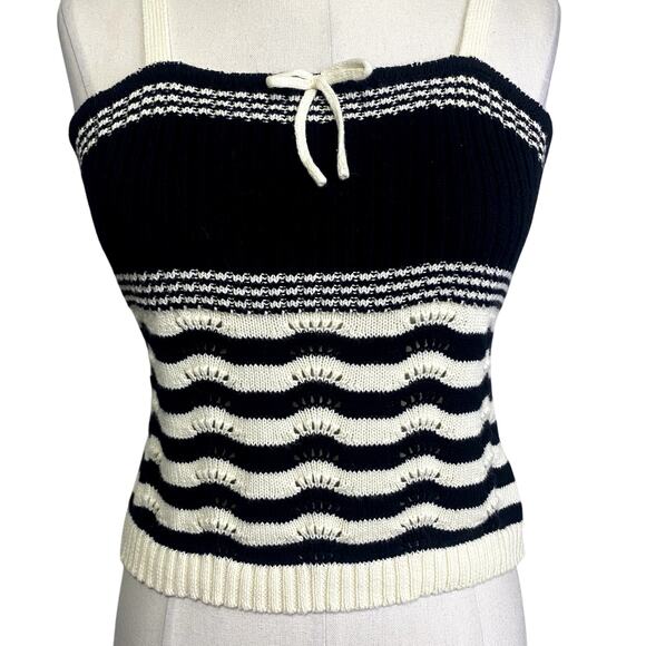 Adorable Knit Striped Coquette Gothic Emo Cropped Tank - Picture 5 of 11